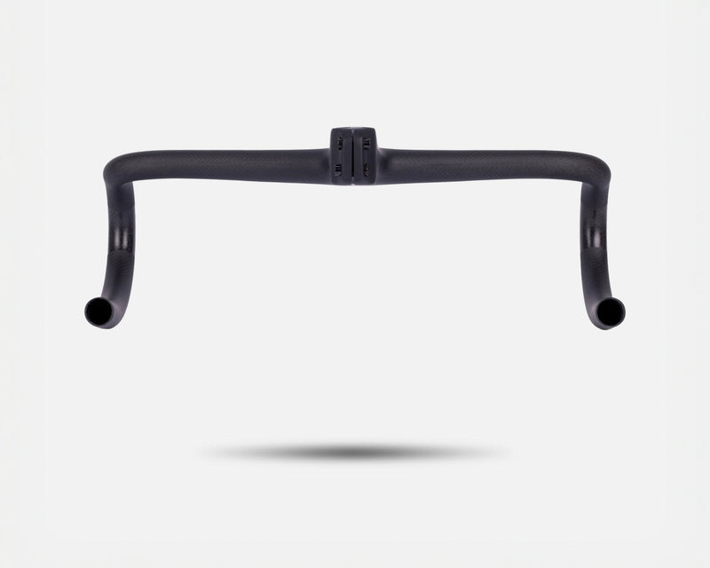 Litebike lightweight integrated barstem. 246g carbon fibre barstem. Back angle. Super lightweight for road cycling, gravel cycling and everyday use. White background.