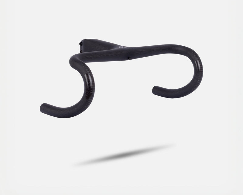 Litebike lightweight integrated barstem. 246g carbon fibre barstem. Side angle. Super lightweight for road cycling, gravel cycling and everyday use.