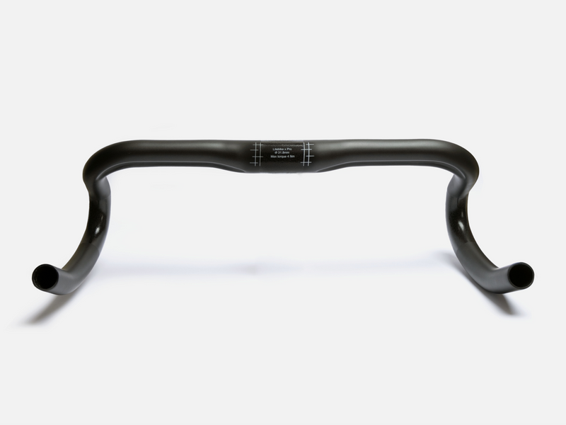Litebike x Pro lightweight carbon handlebars, highlighting the premium carbon fibre construction, known for its lightness (176 g), durability, and strength, ideal for road and gravel cycling.