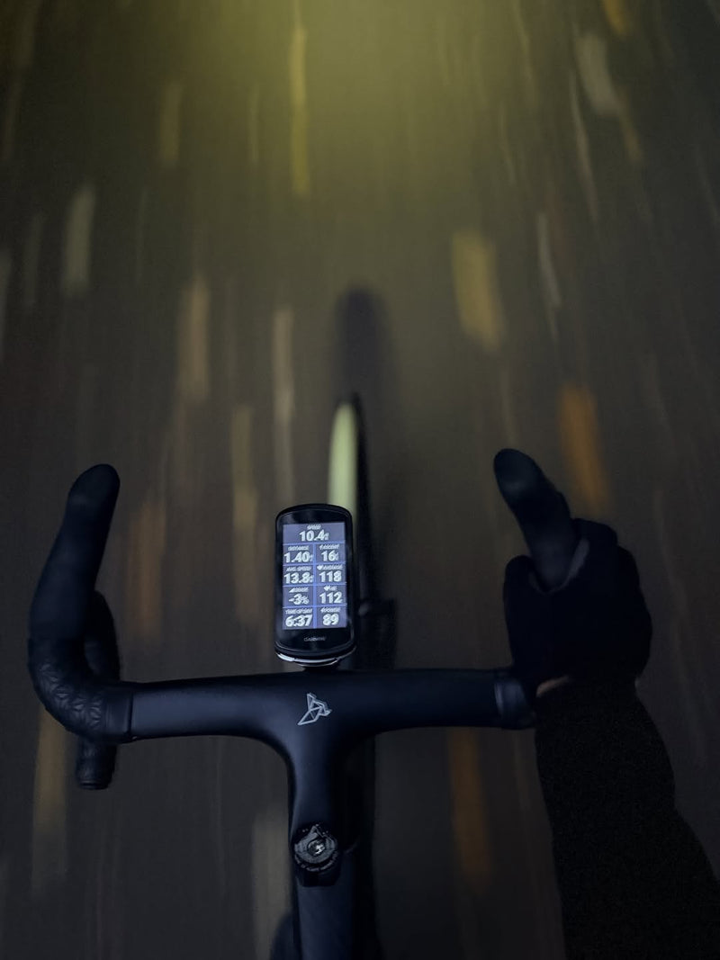 Litebike Onyx carbon integrated lightweight handlebars in action shot